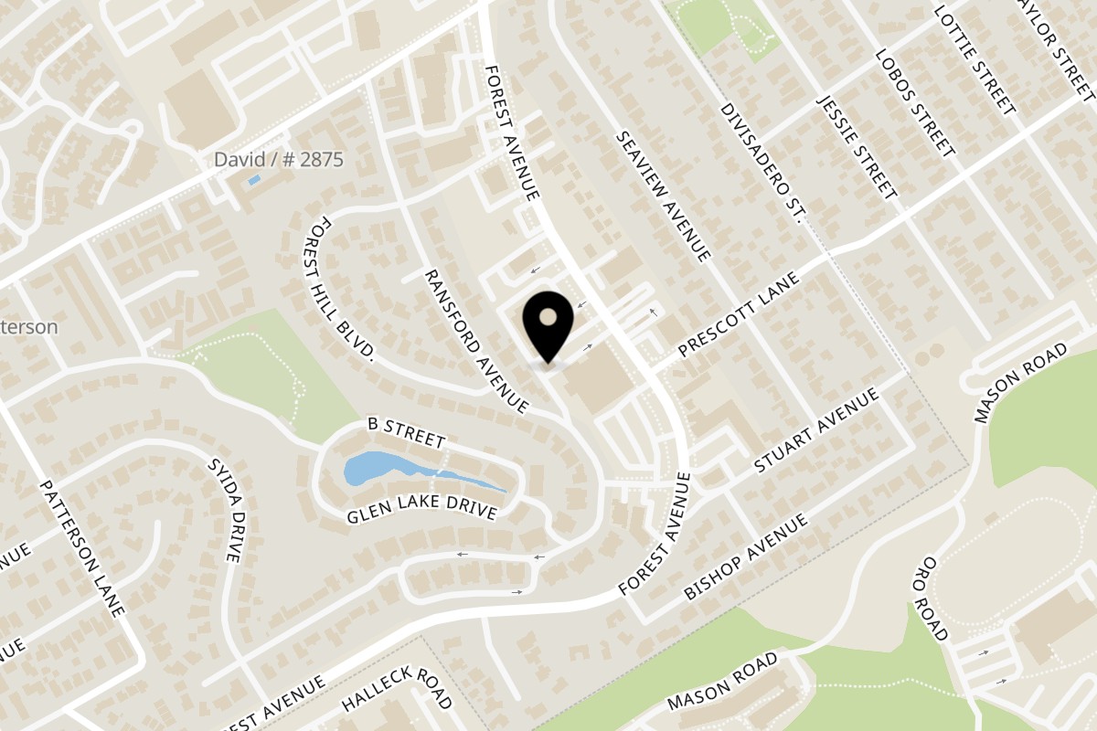 Map showing the location of Los Amigos Restaurante on 1184 Forest Ave H in Pacific Grove